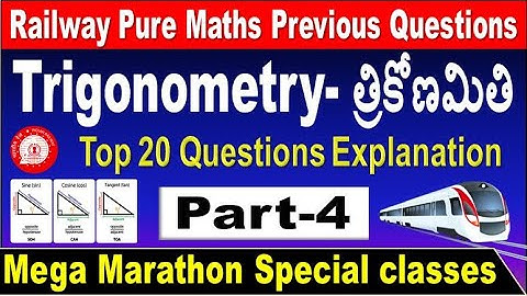 Trigonometry Part 4 Railway Pure Mathematics Previous year Questions explanation by SRINIVASMech