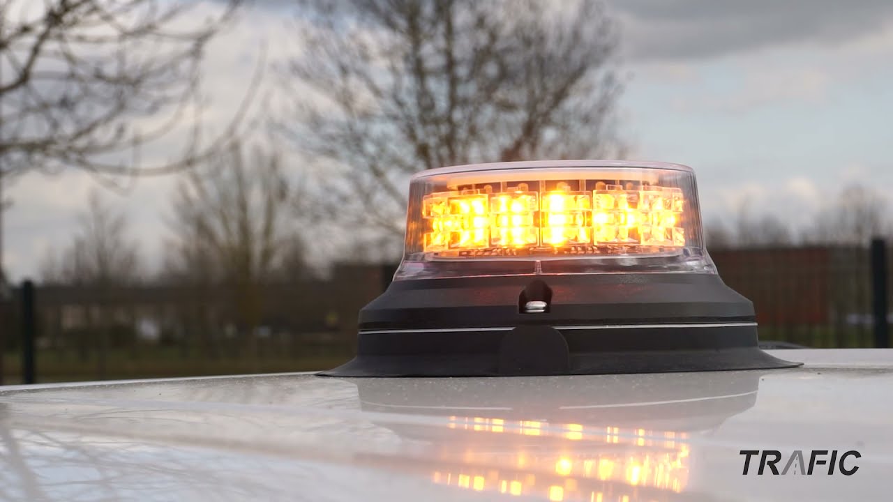 Gyrophare Leds Orange + Bleu Magnétique Cabochon Transparent Moderne Autolux