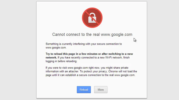 Cannot Connect to the Real Google / Websites Error