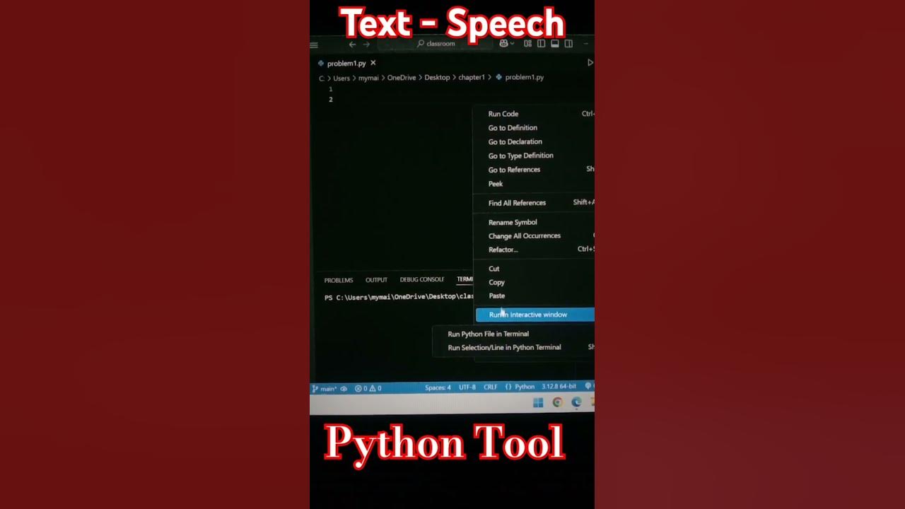 Text To Speech Using Python In VS Code #python #programming #shorts # ...