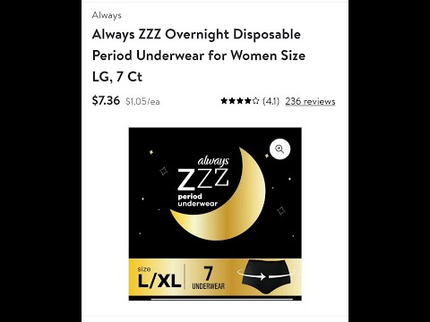 Always Zzz overnight period underwear, disposable, 360° fit