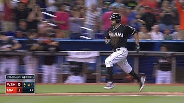 WSH@MIA: Johnson doubles, scores on two errors