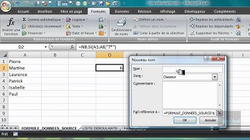 Excel 2007 : Liste dynamique déroulante - Fonctions DECALER, NB.SI, SI - Nom dynamique