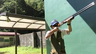 クレー射撃、初めてのスキート、1番M、1/2、構えたまま撃つ、サツマ