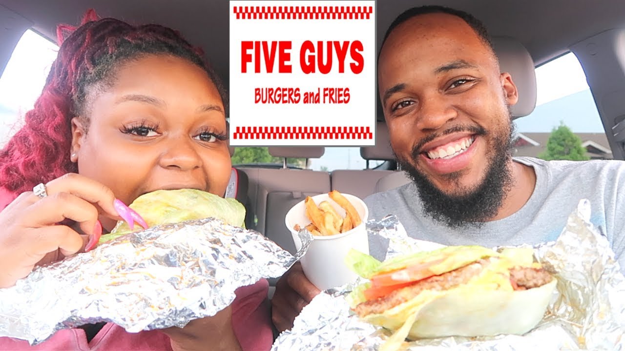 FIVE GUYS BURGERS & FRIES MUKBANG | #CARBANG