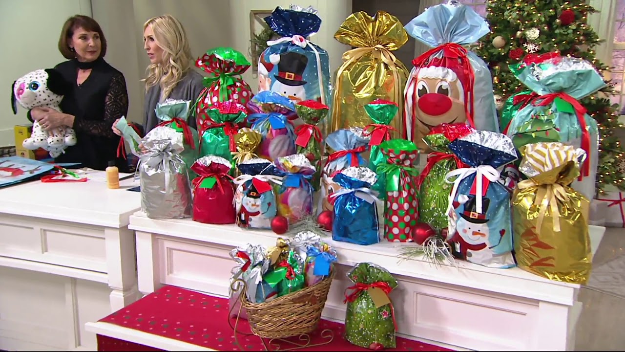 Kringle Express 60pc Easy Drawstring Gift Bags & Tags on QVC YouTube