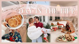 COZY CHRISTMAS DAY AT HOME | gingerbread waffles, homemade soup, & making a gingerbread house! ✨