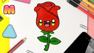 HOW TO DRAW A KAWAII ROSE 🌹 Easy Kawaii Drawings 🌹 Learn to Draw with Jape