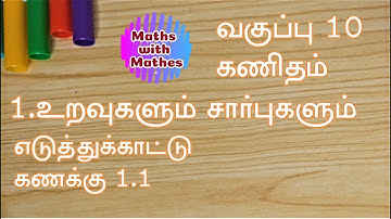 TN Samacheer 10th Maths New Syllabus Unit-1 Relations And Functions Example 1.1 in Tamil