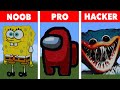 NOOB VS PRO VS HACKER Minecraft Pixel art✨HuggyWuggy &amp; Among Us &amp; SpongeBob