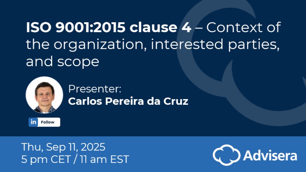 ISO 9001:2015 clause 4 – Context of the organization, interested parties, and scope [live webinar]