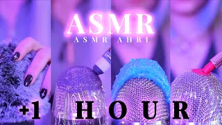 ASMR Glue Stick, Lipstick And Slime On Mic + Brushing 1 HOUR (No Talking)