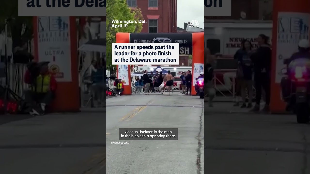 Runner speeds past Delaware marathon leader for photo finish