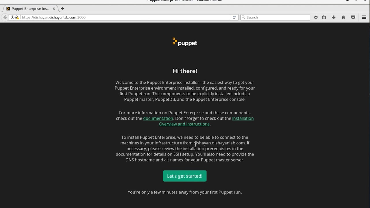 Puppet Enterprise Master Installation