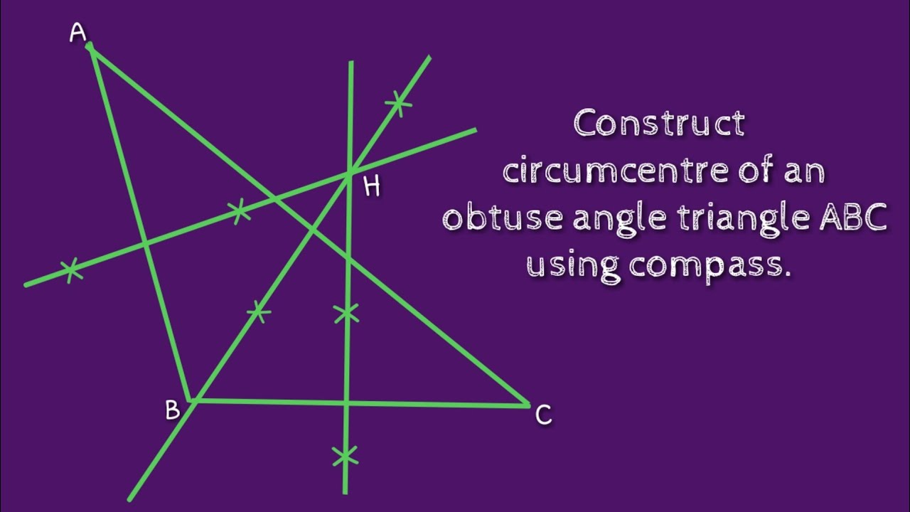 How to construct circumcentre of an obtuse angle triangle. shsirclasses. 