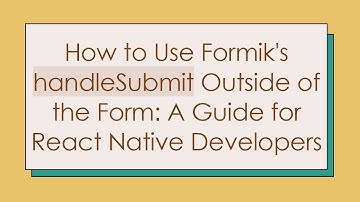 How to Use Formik