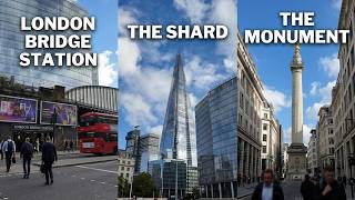 Walking from London Bridge station, Shard to The Monument, UK