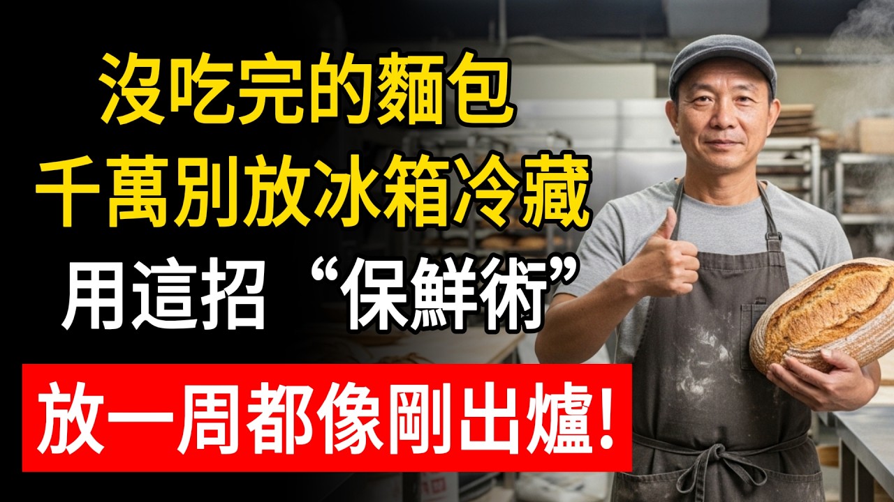 沒吃完的麵包，千萬別放冰箱，冷藏用這招“保鮮術”，放一周都像剛出爐！#中老年生活 #養老生活 #健康 #養生