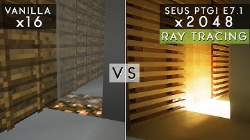 Photorealistic 2K textures + New SEUS E7.1 Ray Tracing VS vanilla Minecraft Graphics Comparison [4K]