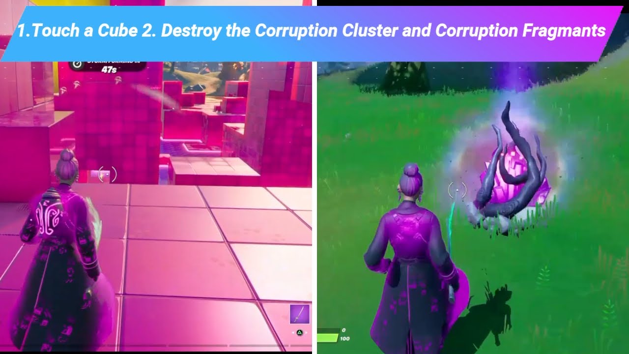 Fortnite - DARK JONESY 1. Touch a Cube, 2. Destroy the Corruption ...