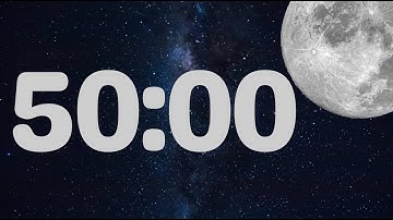 50 Minute Fun Moon Classroom Timer (No Music, Space Synth Alarm at End)