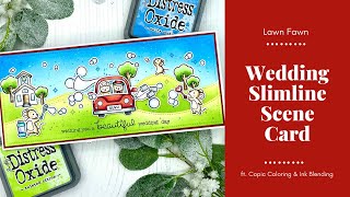 Wedding Card | Slimline Scene Card ft. Lawn Fawn