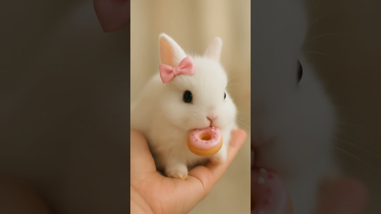 This Tiny Fluffy Bunny Eating a Donut Will Melt Your Heart Instantly 
