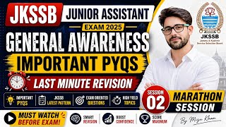 GENERAL AWARENESS | MCQ MARATHON 2026 | JKSSB JR ASSISTANT EXAM | BY MIZU KHAN. 