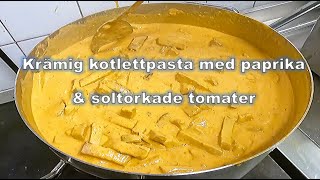 Krämig kotlettpasta med paprika och soltorkade tomater