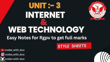 Internet and Web Technology AL703(D) Unit 3 | AIML 7th Semester | RGPV | #rgpv #iwt #youtube #ai