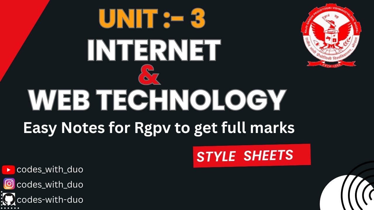 Internet and Web Technology AL703(D) Unit 3 | AIML 7th Semester | RGPV | 