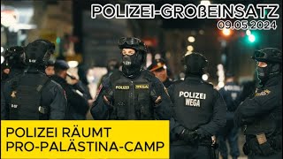 GROßEINSATZ: Polizei räumt Pro-Palästina-Camp in Wien