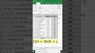 Excel වල Filters keyboard shortcut එකකින් ලේසියෙන්ම දාමු