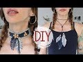 DIY Denim Choker & Necklace With Denim Feathers