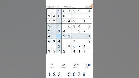 Daily Challenge (10 September 2022) - Game play sudoku
