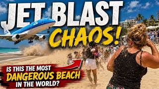 Is This the Most Dangerous Beach in the World? KLM Jet Blast Caught on Camera!