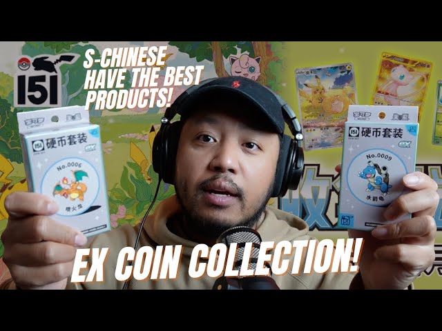 Mystery Pokemon 151: Surprise Ex Coin Set + Jumbo Booster Packs - Chinese Edition - UK Seller