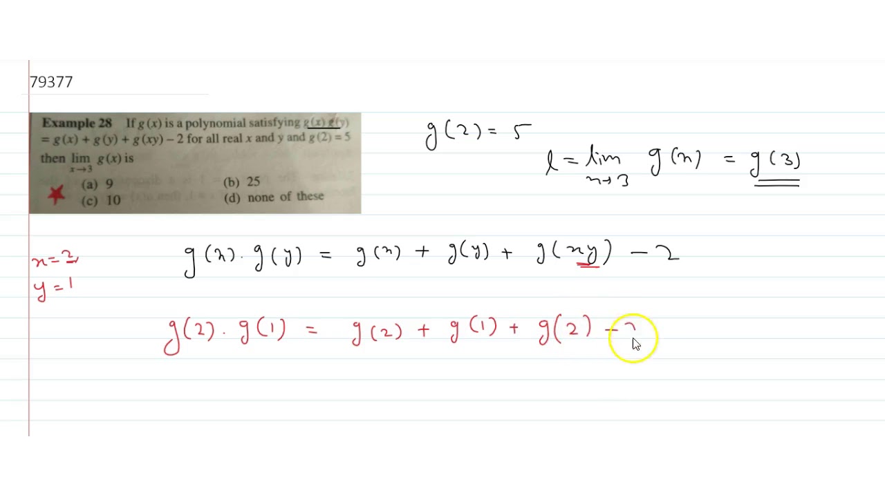 If G X Is A Polynomial Satisfying G X G Y G X G Y G Xy 2 For All Real X And Youtube