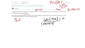 Aleks Interconverting molar mass and density of ideal gas