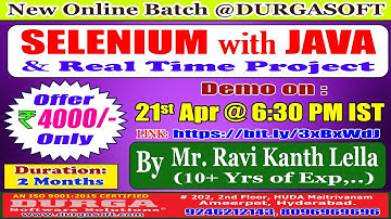 SELENIUM with JAVA Online Training @ DURGASOFT