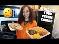 Ethiopian Food Veggie Combo! Greens, Split Peas, Cabbage, Brown Lentils | Amena and Elias