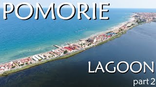 Pomorie pt.2, Lagoon - Flying with a drone over the long sand spit and the lake / lagoon of Pomorie