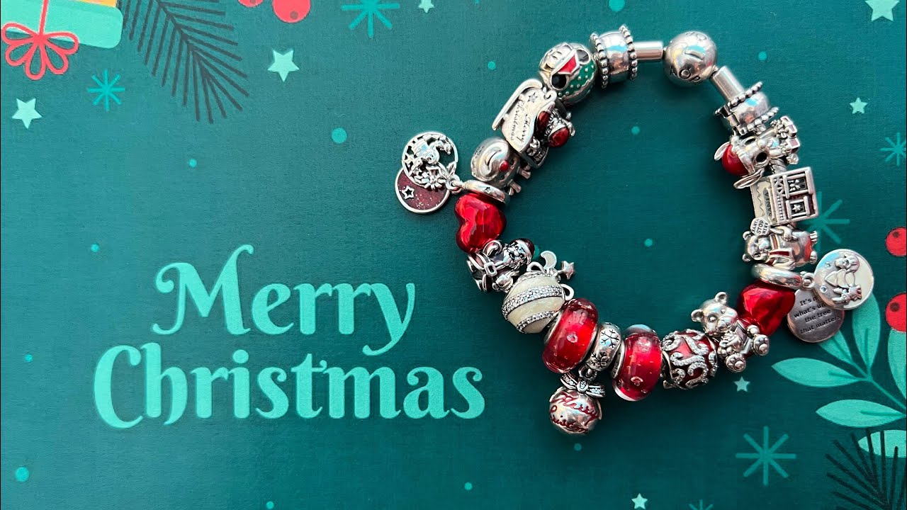 Sterling Christmas Charm Bracelet 7 3/4