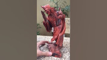 Wood Carving Art Phật Tế Công Gỗ Trắc Đỏ Đen