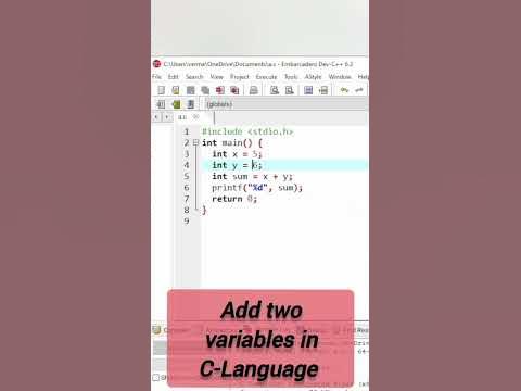 Add two variables in C-Language #cprogramming #clanguage #shorts # ...