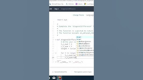 HackerRank | 1 Week Preparation Kit | Diagonal Difference hackerrank solution in python | Day 2