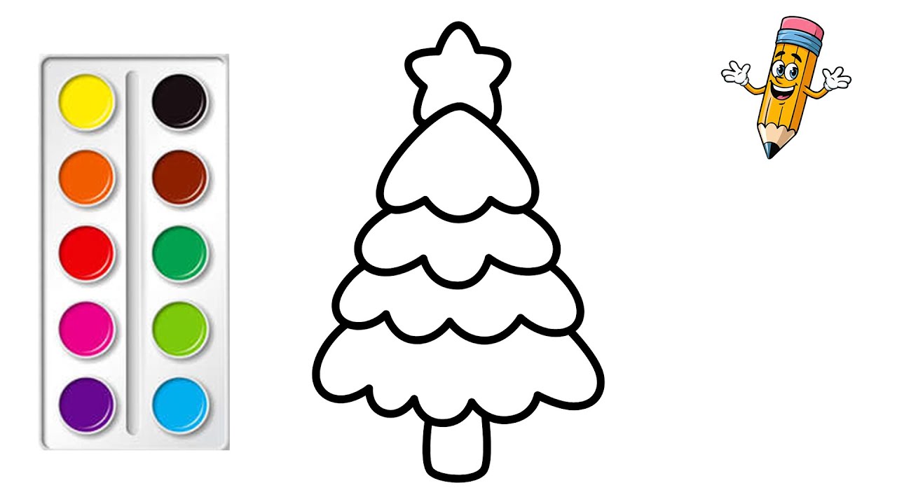 Tô Màu Cây Thông Noel | How to Color A Christmas Tree | Bé Tô Màu #43