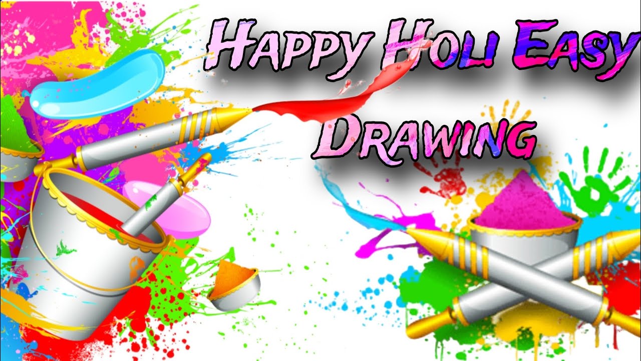 Easy Happy Holi Drawing // #drawing #holidrawingeasy #viral #tranding # ...