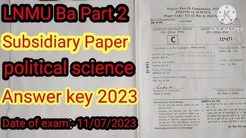 LNMU BA Part 2 Subsidiary political science Answers key 2023| Ba Part 2 political science Answer key
