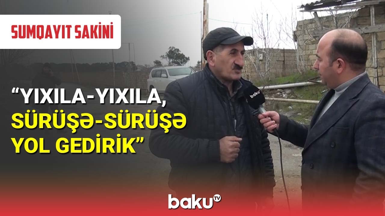 Sumqayıt sakini: Yıxıla-yıxıla, sürüşə-sürüşə yol gedirik - BAKU TV